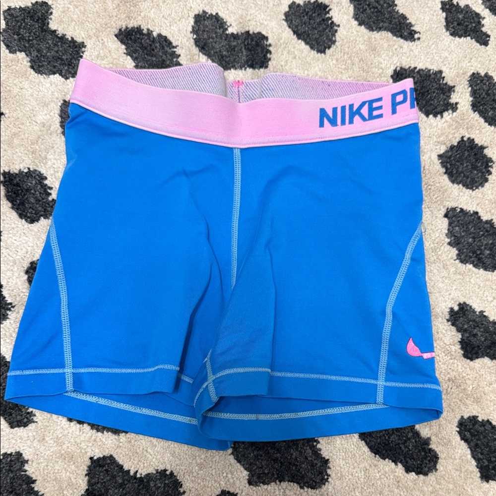 Blue and Pink Nike Pro Spandex